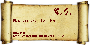 Macsicska Izidor névjegykártya